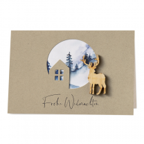 Besondere Weihnachtskarten mit hübscher Holzapplikation