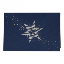 Blaue Weihnachtskarten mit ausgefallener holografischen Folienprägung & Filzapplikation