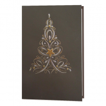 Braune Weihnachtskarten mit edler Gold- & Silberfolienprägung