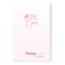 Moderne Dankkarten "Kommunion/ Konfirmation" im rosa Design