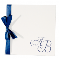 Edle Einladungskarten "Blau" aus festlichem Büttenkarton mit eleganter Zierschleife
