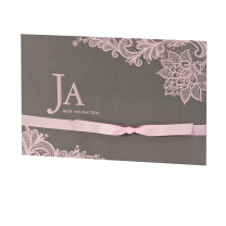Edle Einladungskarten "Rosé" im trendigen Taschenlook mit luxuriöser Folienprägung