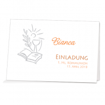 Einladungen "Bianca" zur Kommunion / Konfirmation im klassischen Design