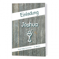 Einladungen "Joshua" zur Kommunion/Konfirmation in moderner Holzoptik