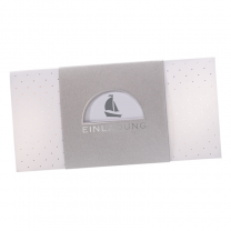 Einladungskarten "Segelschiff" mit edler Banderole, Silberfolienprägung und raffinierter Stanzung