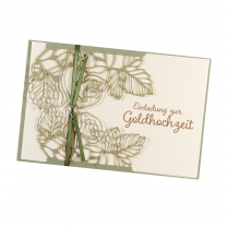 Einladungskarten "Goldene Hochzeit" mit edler Laserstanzung im Rosen-Design