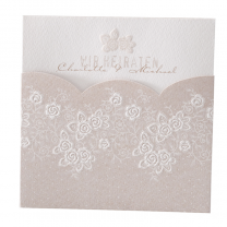 Hochzeitseinladungen "Romantisch" mit hübschem Blumenmuster in Blindprägung