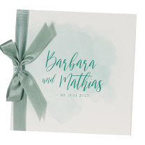 Hochzeitseinladungen "Grün & Weiß" auf elegantem Büttenkarton