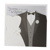 Hochzeitskarte "Brautpaar" mit glitzernden Strasssteinen