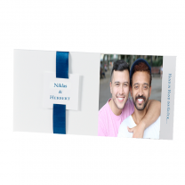 Hochzeitskarten für Männer mit schickem blauen Satinband