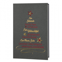 Klassische Weihnachtskarten "Silbergrau" mit edler Gold- & Rotfolienprägung