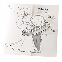 Lustige Hochzeitskarten auf schimmerndem Metallickarton