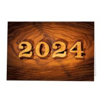 Ausgefallene Neujahrskarten "Holz" 2024 im modernen Design