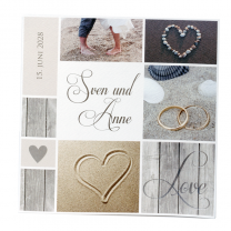 Romantische Hochzeitskarten "Strand" mit Silberfolienprägung