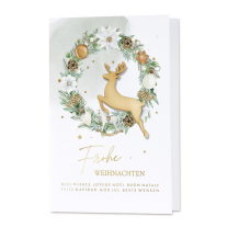 Stilvolle Weihnachtskarten mit edler Goldfolienprägung & hübscher Holzapplikation.