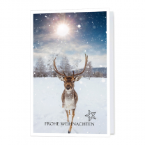 Stimmungsvolle Weihnachtskarte "Hirsch im Schnee" 