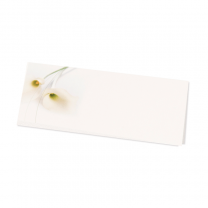 Tischkarten "Weiße Calla" auf schimmerndem Metallickarton