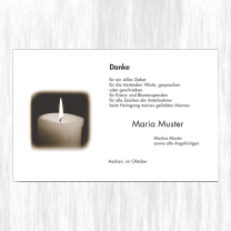 Stimmungsvolle Trauerdanksagungen "Kerze" auf  Premiumkarton