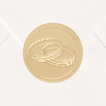 Verschlusssiegel / Briefsiegel "goldene Ringe" auf schimmernder Goldfolie