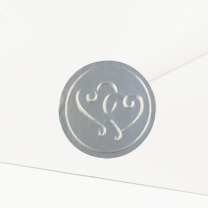 Verschlusssiegel / Briefsiegel "silberne Herzen" auf schimmernder Silberfolie
