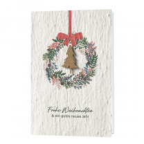 Weihnachtskarte "Landhaus" auf ausgefallenem Samenpapier