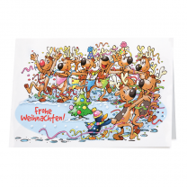 Lustige Weihnachtskarten "Comic" mit bezauberndem Glitzerlack