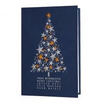Weihnachtskarten "Stern" mit edler Silberfolienprägung & Laserstanzung