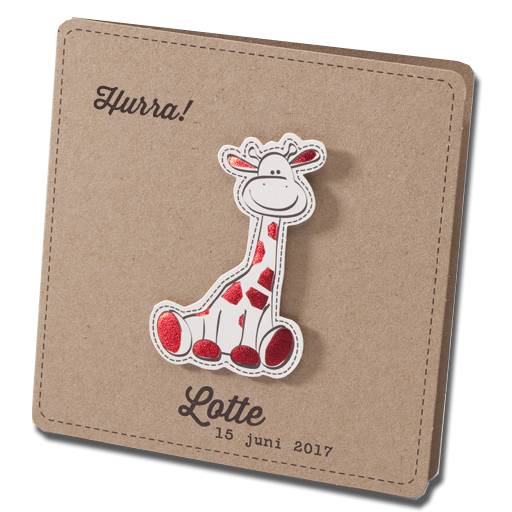 Niedliche Geburtskarten "Giraffe" auf Kraftkarton mit edler Folienprägung