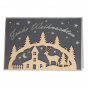 Ausgefallene Weihnachtskarte aus mattem anthrazitfarbenen Premiumkarton mit edler Silberfolienprägung und extravaganten Holzverzierungen