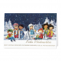 Farbenfrohe Spenden Weihnachtskarten mit edler Goldfolienprägung, der Kindernothilfe