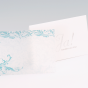 Hochzeitseinladungen "Türkis" - transparenter Umleger mit festlichen Ornamenten - Einsteckkarte mit eleganter Silberfolienprägung