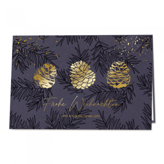 Blaue Weihnachtskarten mit edler Goldfolienprägung