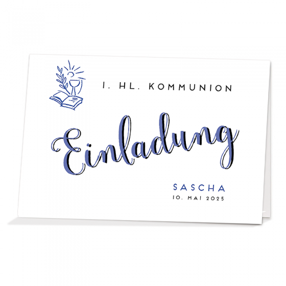 Einladungen "Sascha" im klassischen Design für die Kommunion / Konfirmation
