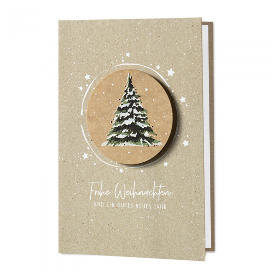 Elegante Weihnachtskarten mit hübscher Tannenbaum-Applikation