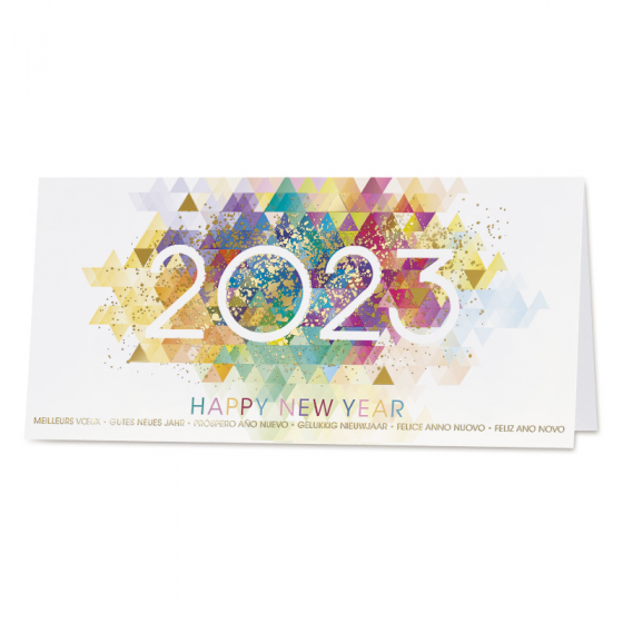Farbenfrohe Neujahrskarten mit edler Goldfolienprägung