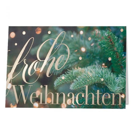 Festliche Weihnachtskarten mit weihnachtlichem Tannenzweig und glanzvollen Akzenten in Goldfolienprägung