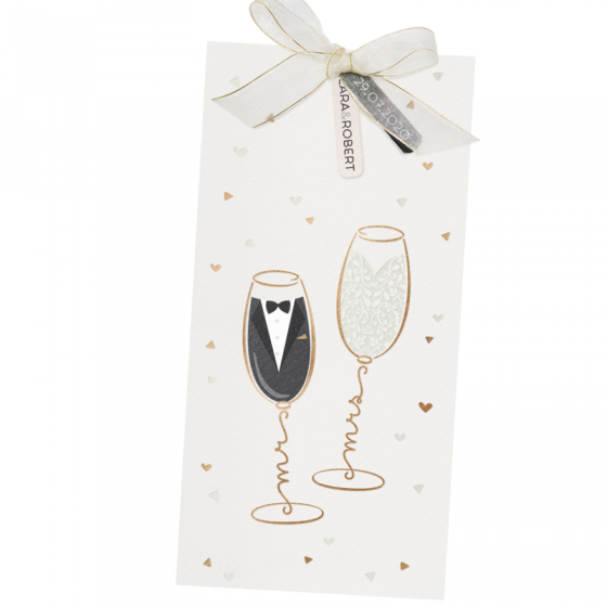 Hochzeitseinladung "Champagner" mit edler Goldfolienprägung