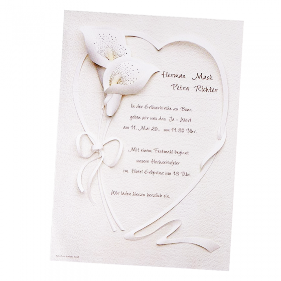Edle Hochzeitskarten "weiße Calle" mit schimmernder Goldfolienprägung