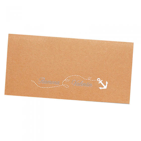 Maritime Hochzeitskarten "Schiffahrt" im modernen Taschenlook mit Ticket (Abbildung mit Silberfolieneindruck)
