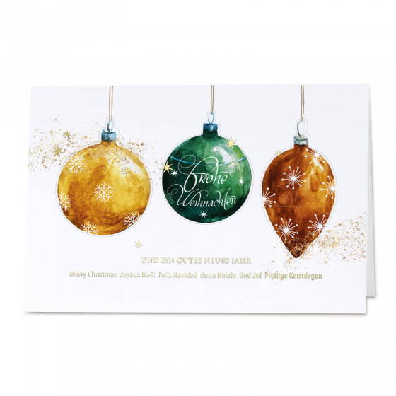 Internationale Weihnachtskarten mit edler Goldfolienprägung & Formstanzung