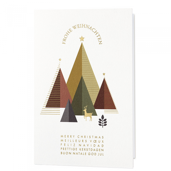Internationale Weihnachtskarten mit edler Goldfolienprägung