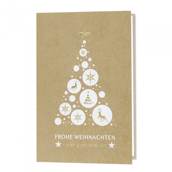 Klassische Weihnachtskarten im modernen Design mit edler Goldfolienprägung.