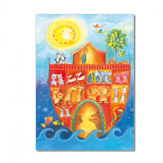 Kommunionbildchen / Heiligenbildchen "Arche Noah" im farbenfrohen Design