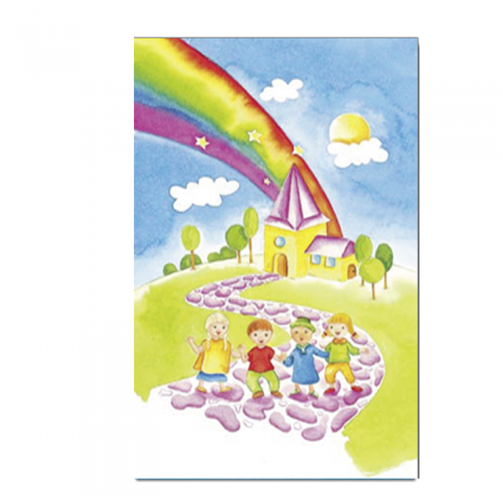 Kommunionbildchen / Heiligenbildchen "Regenbogen" im farbenfrohen Design