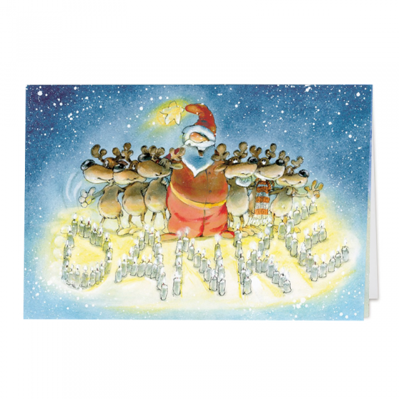 Lustige Weihnachtskarten "Danke" im fröhlichen Comic-Design