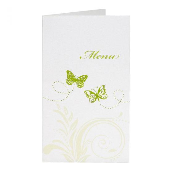 Menükarten "Schmetterlinge" auf schimmerndem Premiumkarton