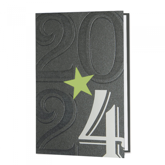 Moderne Neujahrskarte mit edler Folienprägung & Stern-Stanzung