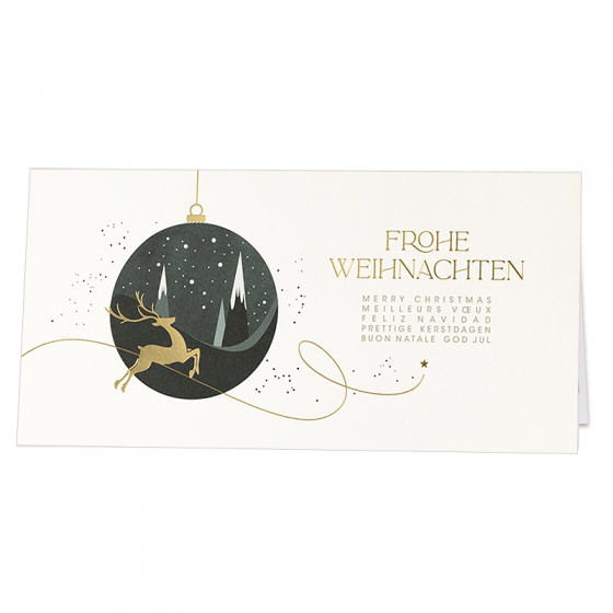 Moderne Weihnachskarten "Hirsch" mit edler Goldfolienprägung
