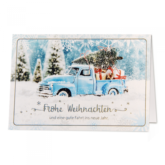 Moderne Weihnachtskarten mit trendigem Motiv im Vintage-Stil und edler Silberfolienprägung