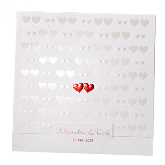 Romantische Hochzeitskarten mit exquisiter Rot- und Weißfolienprägung